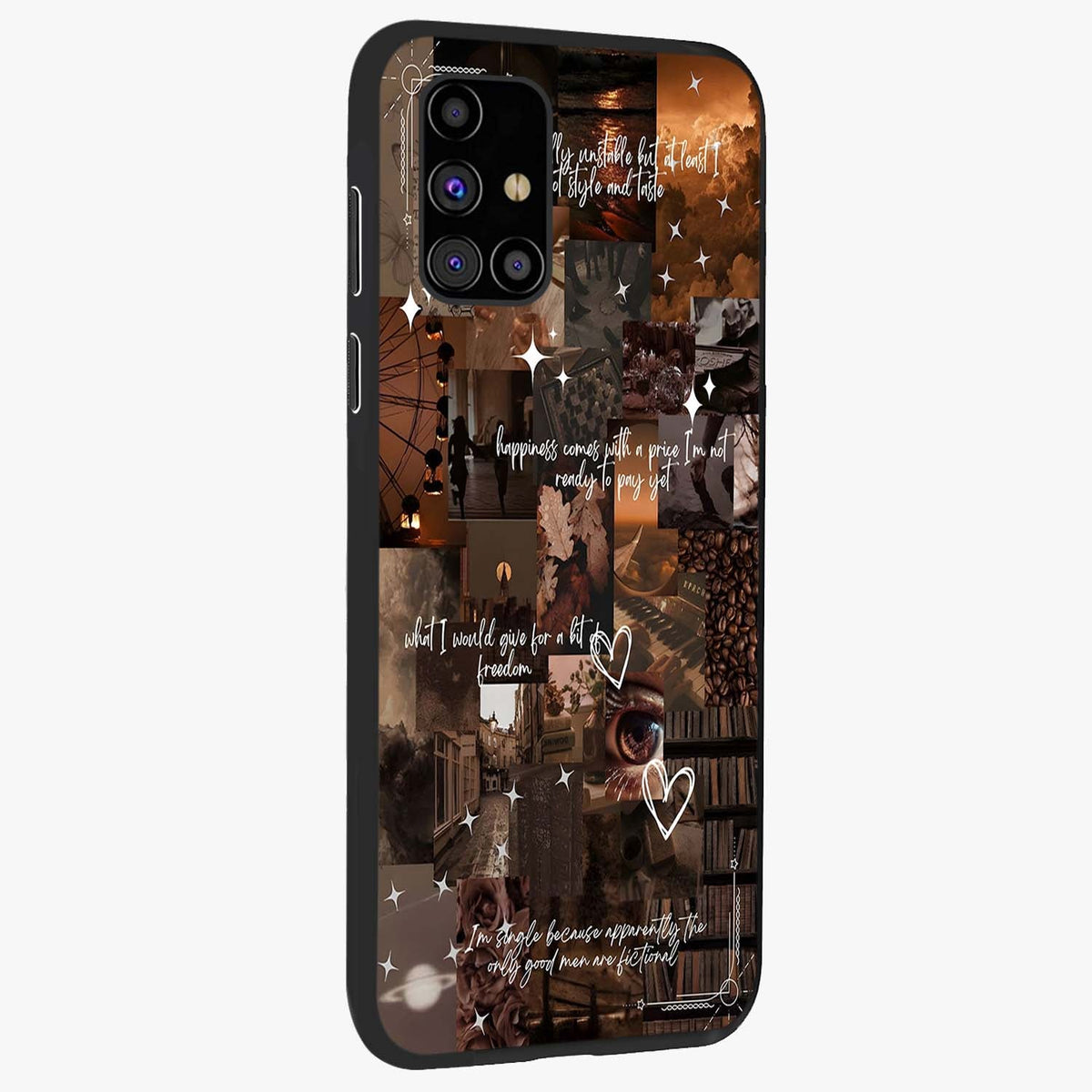 Bittersweet Aesthetic Chaos Glass Case upright view showcasing bold artistic chaos design with modern aesthetic style.