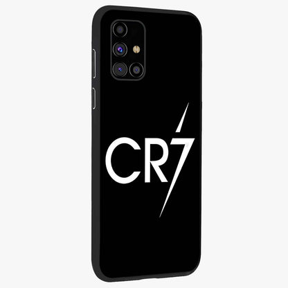 Cr7 Elite Strike Glass Case upright view showcasing energetic football inspired design with modern sports aesthetic.