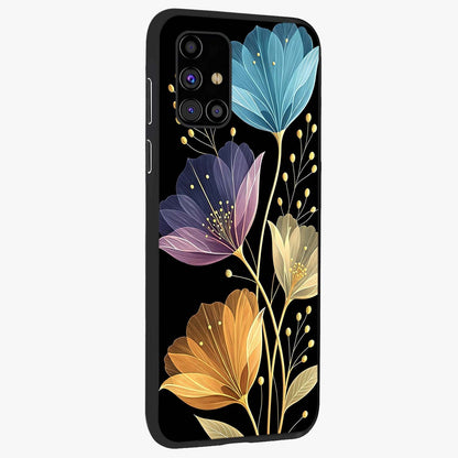 Delicate Multicolor Flowers Glass Case upright view showcasing delicate floral artwork with bright botanical theme.