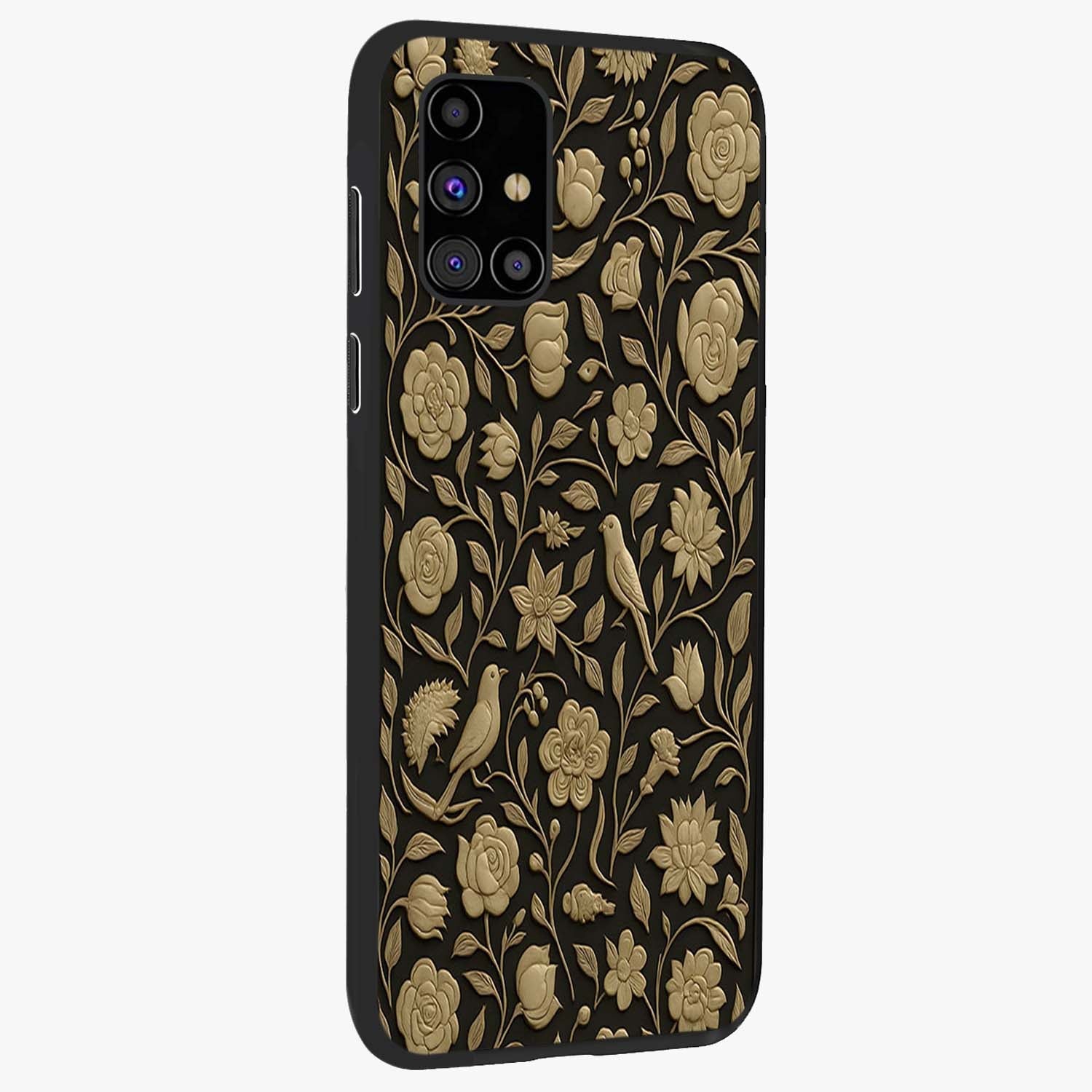 Golden Evil Eye Mandala Glass Case upright view showcasing decorative evil eye mandala artwork with spiritual aesthetic style.