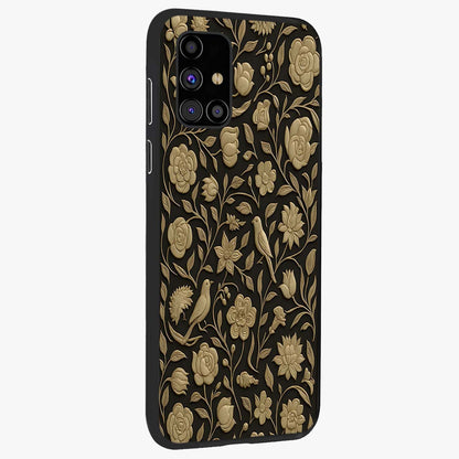 Golden Evil Eye Mandala Glass Case upright view showcasing decorative evil eye mandala artwork with spiritual aesthetic style.