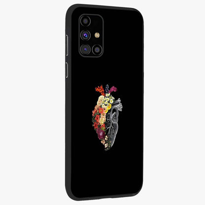 Heart With Flowers Glass Case upright view showcasing decorative heart and floral artwork with sweet romantic theme.