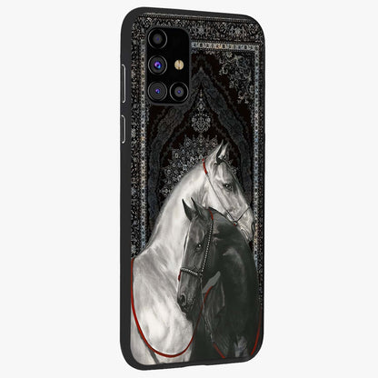 Majestic Ride Legacy Glass Case upright view showcasing dynamic ride inspired artwork with modern automotive theme.