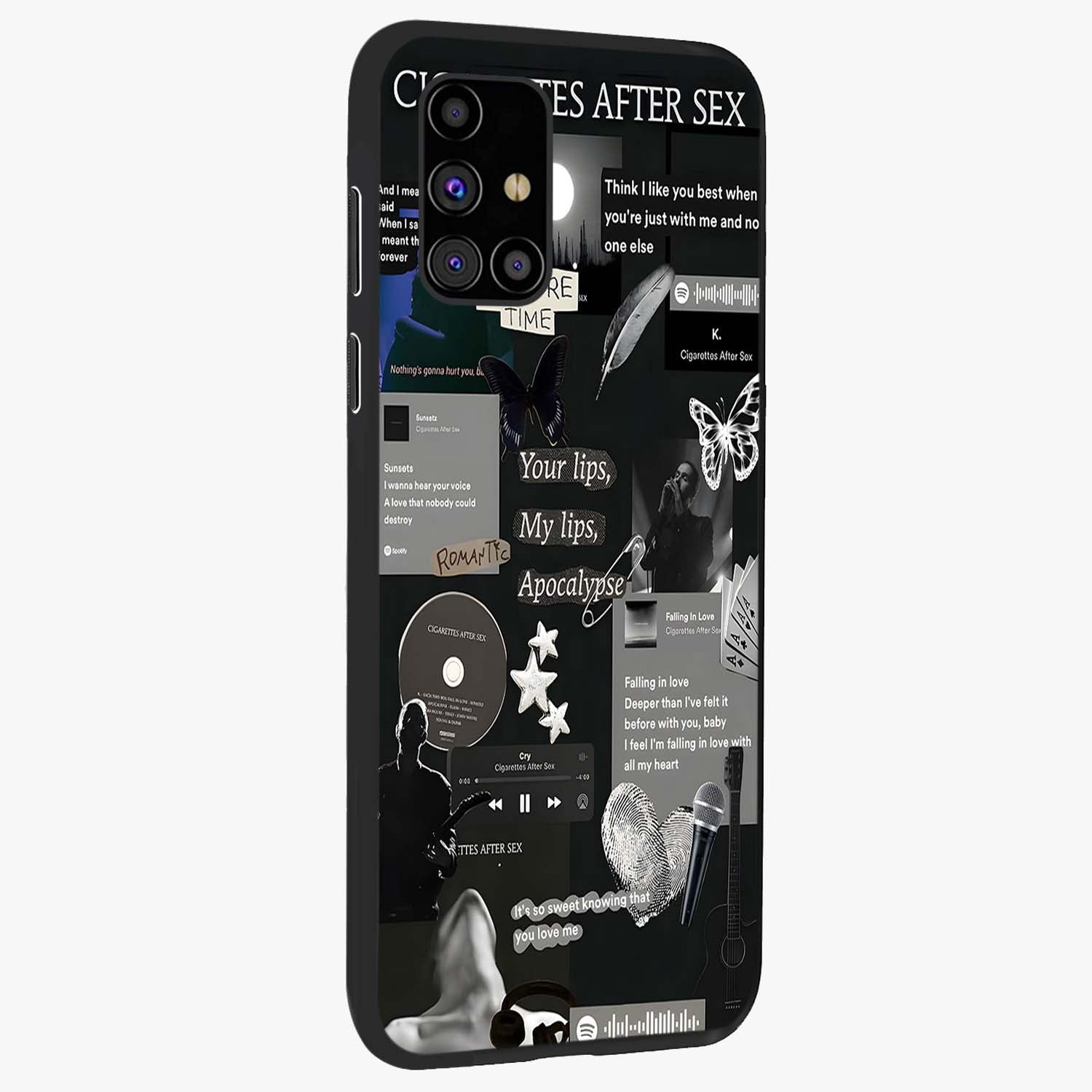 Midnight Love Echo Glass Case upright view showcasing expressive romantic artwork with dreamy midnight theme.
