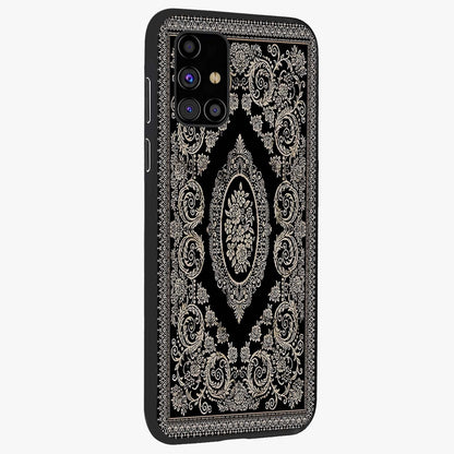 Noir Bloom Elegance Glass Case upright view showcasing graceful floral artwork with luxurious dark theme.