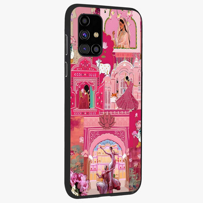 Pink Palace Muse Glass Case upright view showcasing artistic palace artwork with graceful royal theme.