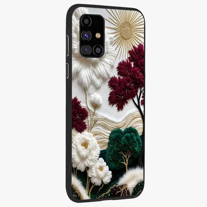 Radiant Bloom Elegance Glass Case upright view showcasing decorative flower artwork with refined botanical theme.