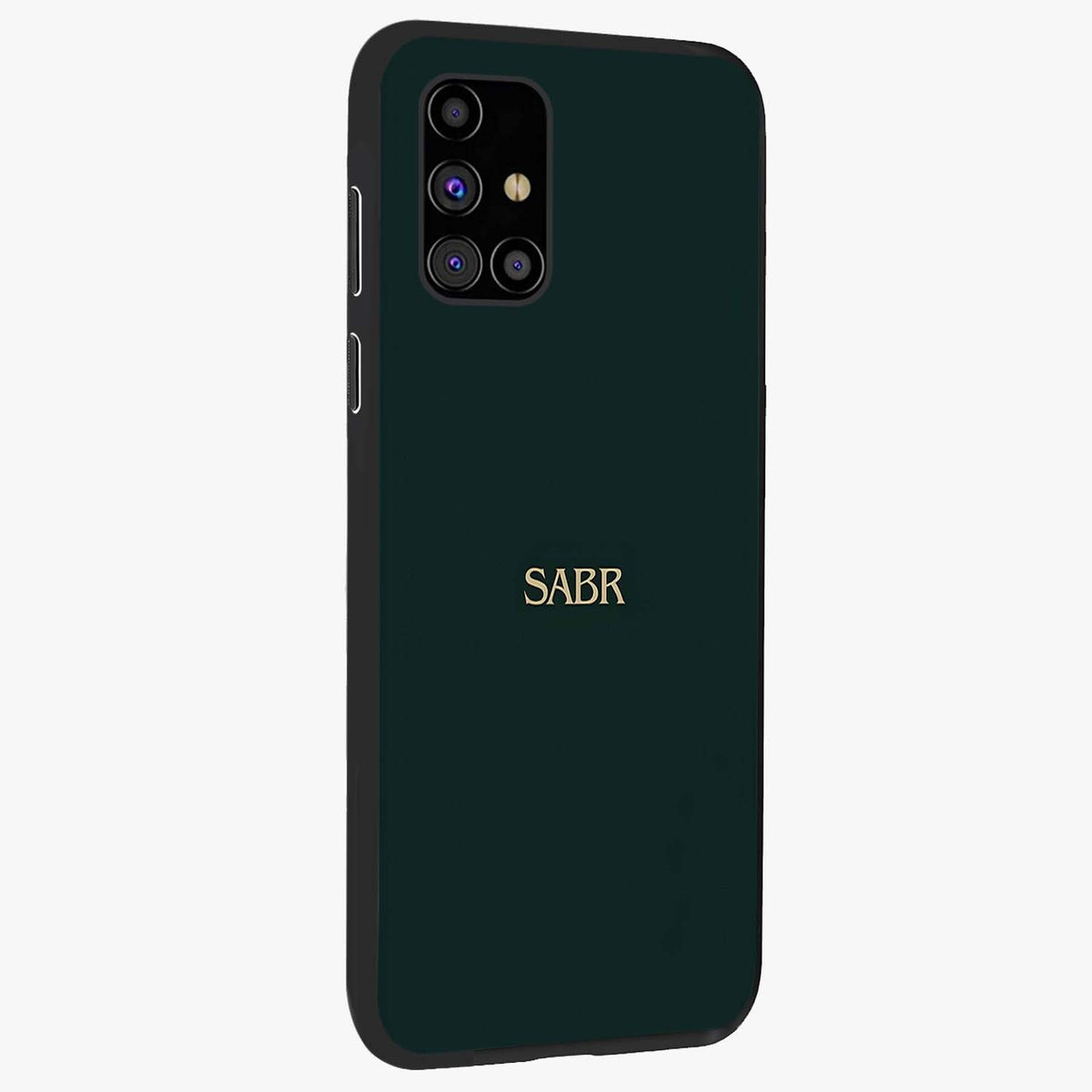 Sabr Minimal Patience Glass Case upright view showcasing calm minimalist artwork with motivational patience theme.