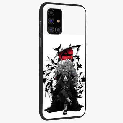 Uchiha Shadow Throne Glass Case upright view showcasing magical underwater galaxy artwork with vibrant cosmic theme.