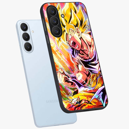 Firing Goku Glass Case displayed in angled mockup highlighting dynamic anime character design with action aesthetic.