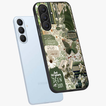 Green Islamic Books Quotes Glass Case displayed in angled mockup highlighting spiritual quote design with elegant green aesthetic.