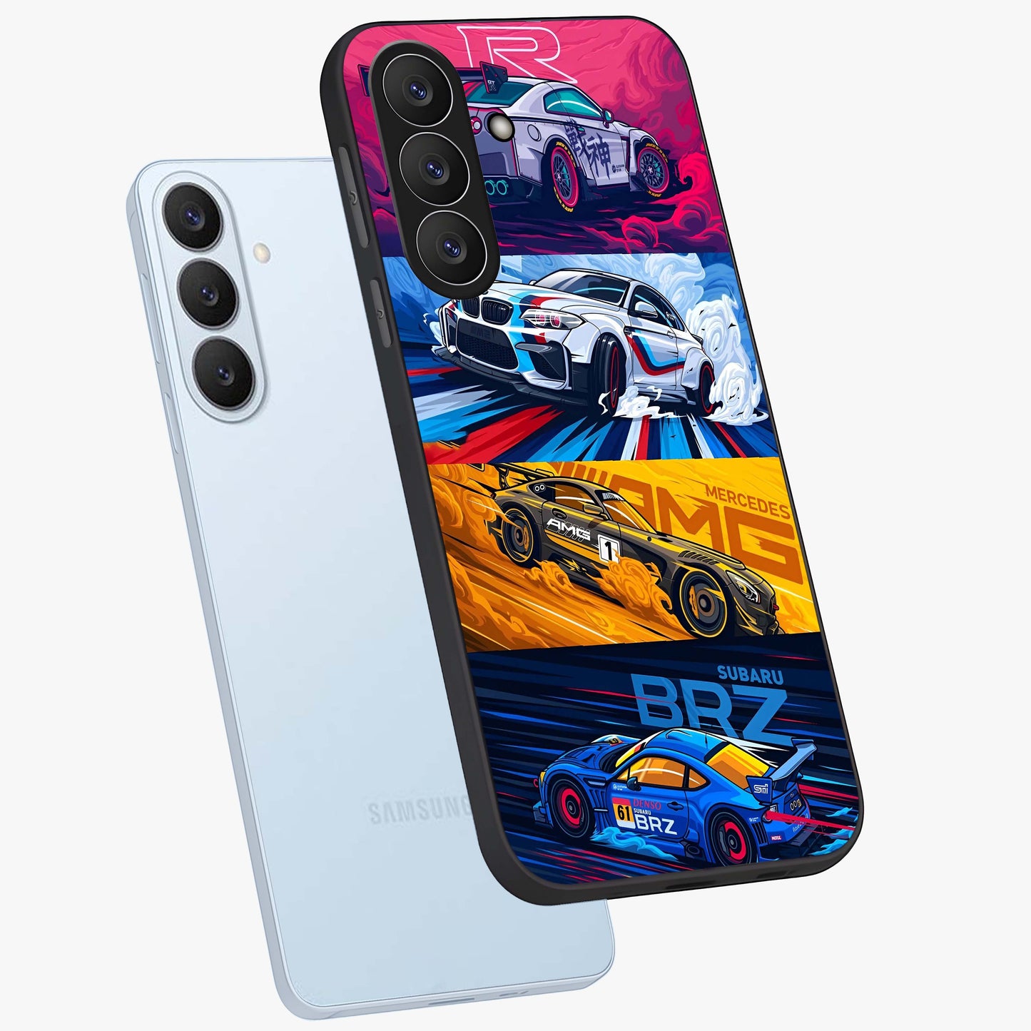 JDM Sports Car Glass Case displayed in angled mockup highlighting sleek Japanese racing car design with automotive aesthetic.