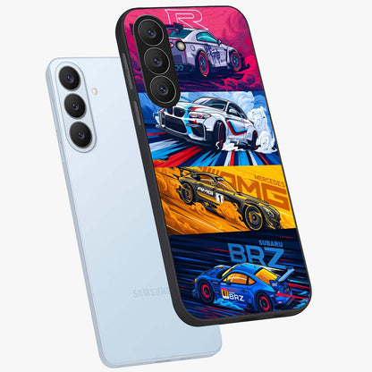 JDM Sports Car Glass Case displayed in angled mockup highlighting sleek Japanese racing car design with automotive aesthetic.