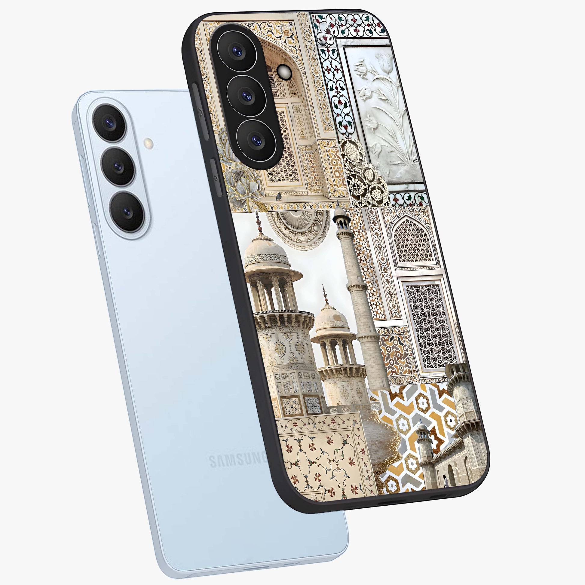 Mughal Marble Legacy Glass Case displayed in angled mockup highlighting elegant heritage marble artwork with royal aesthetic.