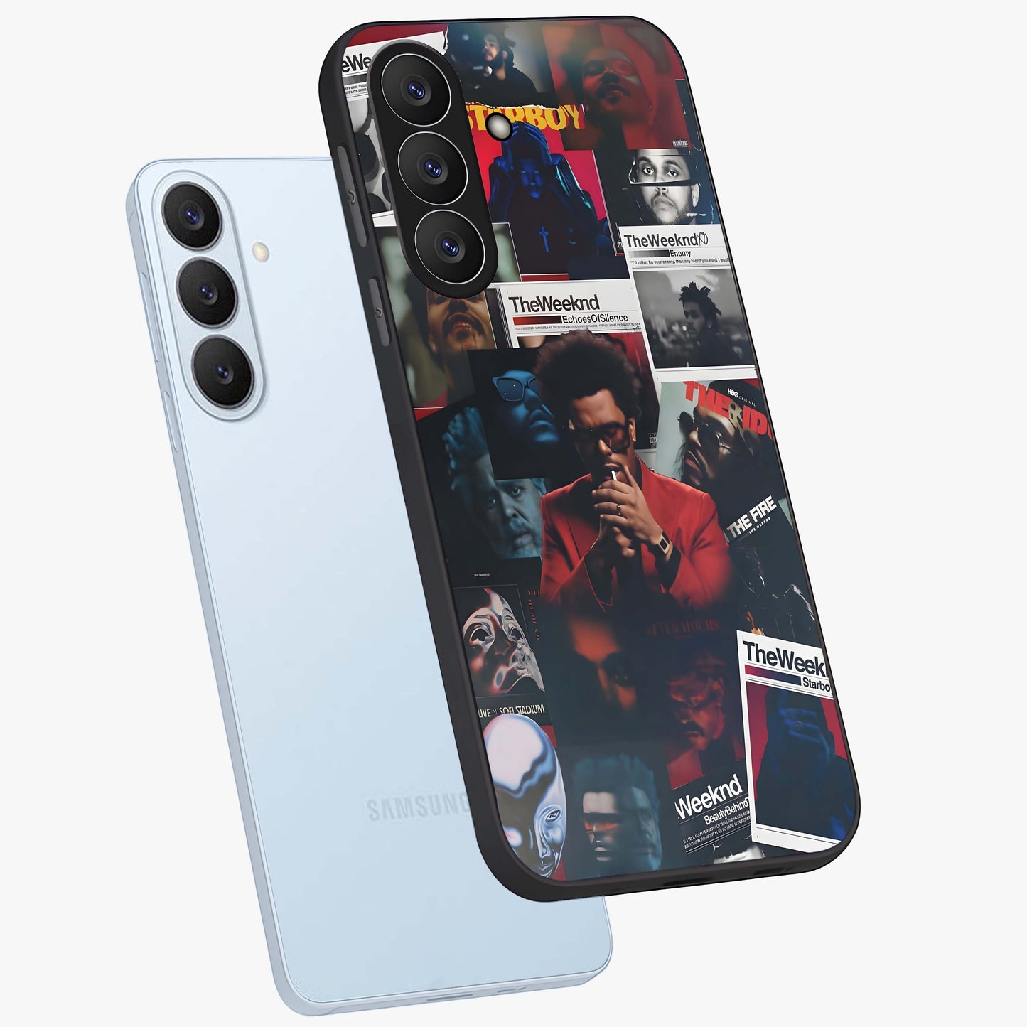 The Weeknd Glass Case displayed in angled mockup highlighting stylish pop culture inspired design with modern aesthetic.