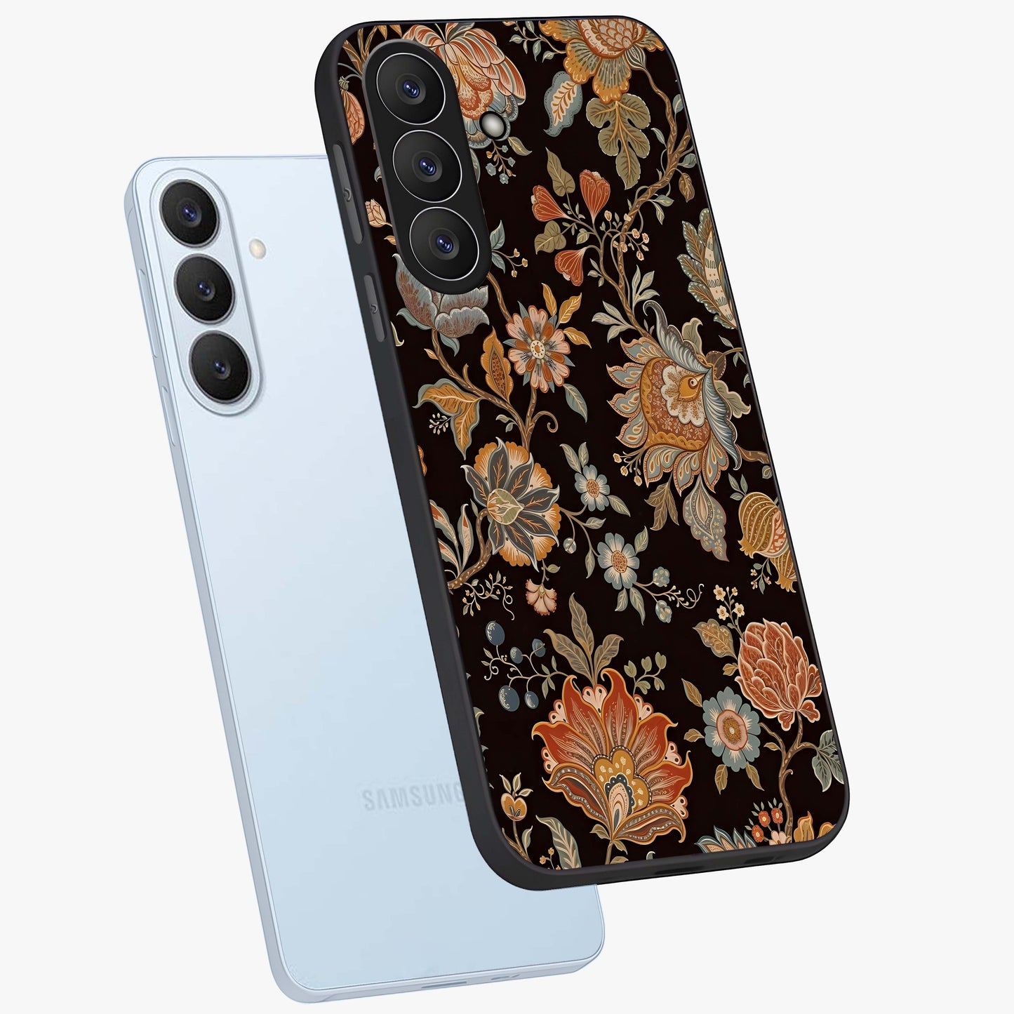Vintage Floral Dream Glass Case displayed in angled mockup highlighting elegant vintage flower design with soft aesthetic style.