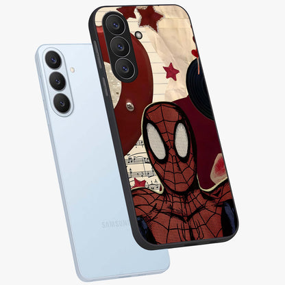 Web Warrior Vibes Glass Case displayed in angled mockup highlighting dynamic web design with comic style aesthetic.