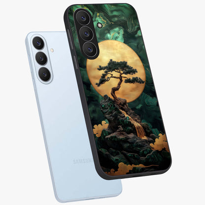 Zen Moon Rise Glass Case displayed in angled mockup highlighting peaceful lunar design with zen aesthetic style.