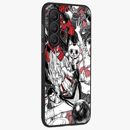 Crimson Chaos Panel Glass Case upright view showcasing intense crimson artwork with dramatic aesthetic style.