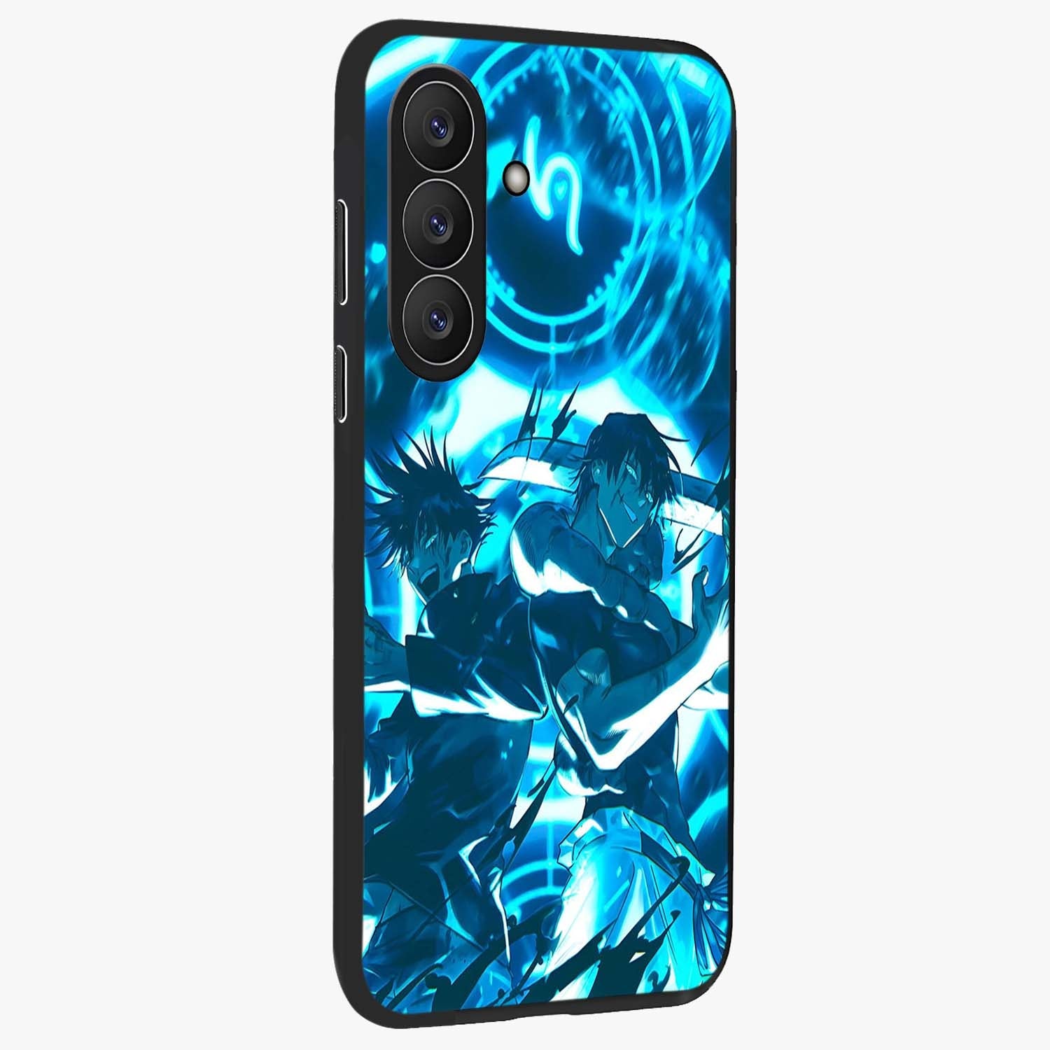 Cursed Energy Clash Glass Case upright view showcasing dramatic clash artwork with bold supernatural theme.