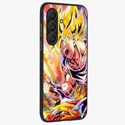 Firing Goku Glass Case upright view showcasing energetic anime artwork with bold warrior theme.