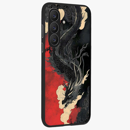 Shadow Dragon Fury Glass Case upright view showcasing intense dragon artwork with dramatic shadow theme.