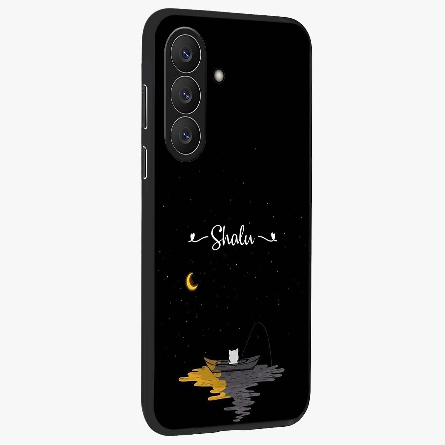 Silent Night Row Glass Case upright view showcasing tranquil night artwork with serene landscape theme.