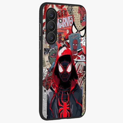 Spider Collage Street Glass Case upright view showcasing bold superhero artwork with urban street theme.