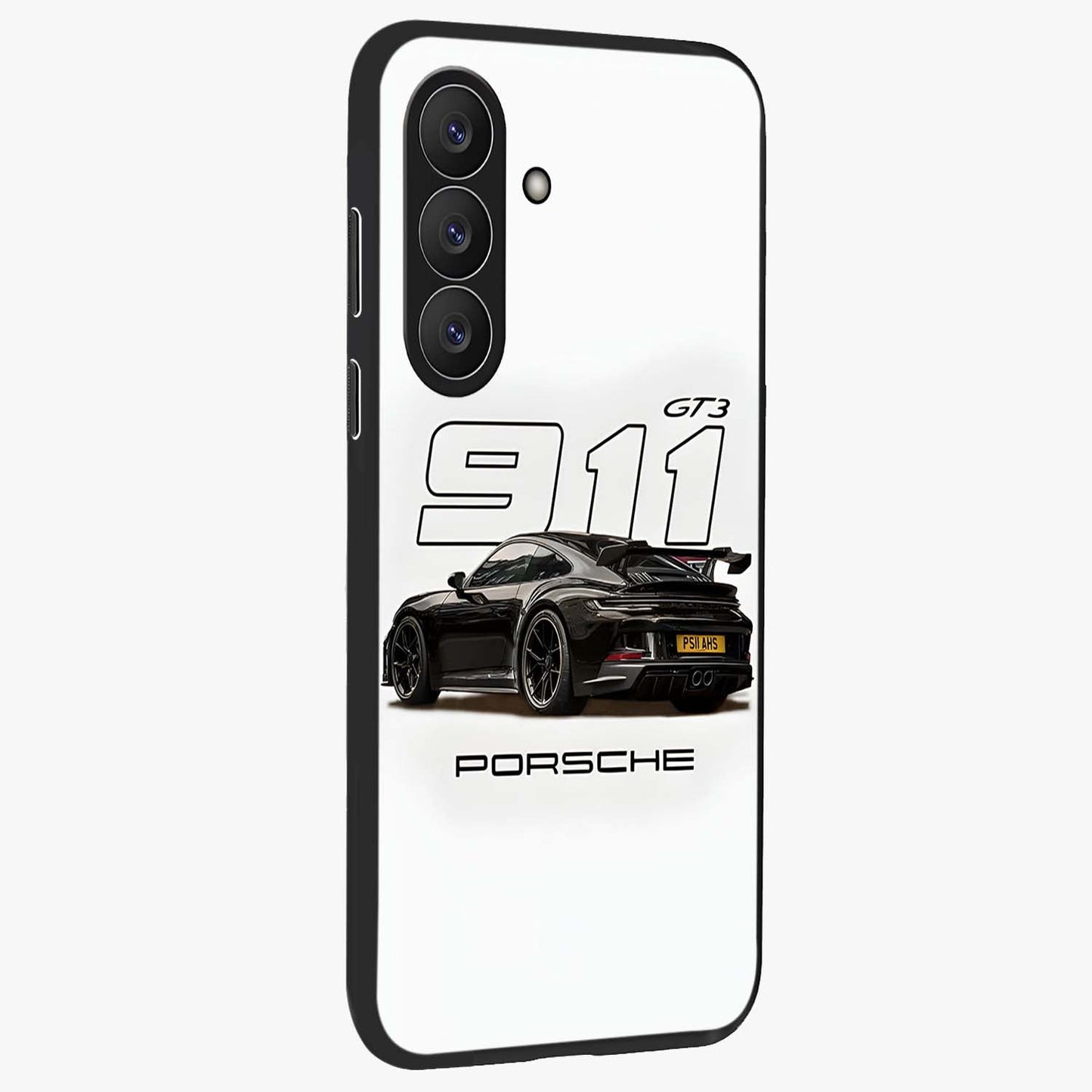 Turbo Legacy Icon Glass Case upright view showcasing bold racing inspired artwork with classic car theme.