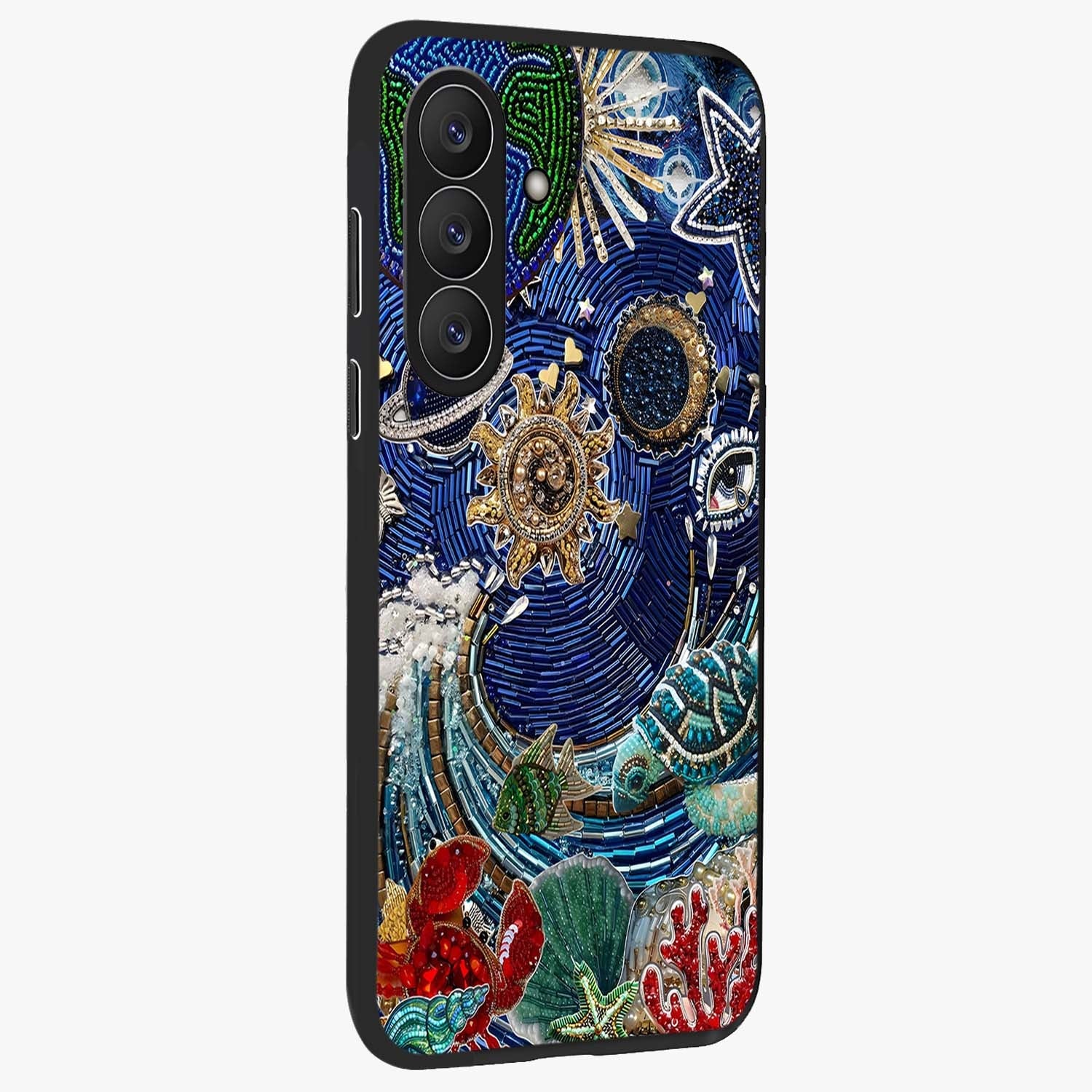 Universe Underwater Spark Glass Case upright view showcasing magical underwater galaxy artwork with vibrant cosmic theme.