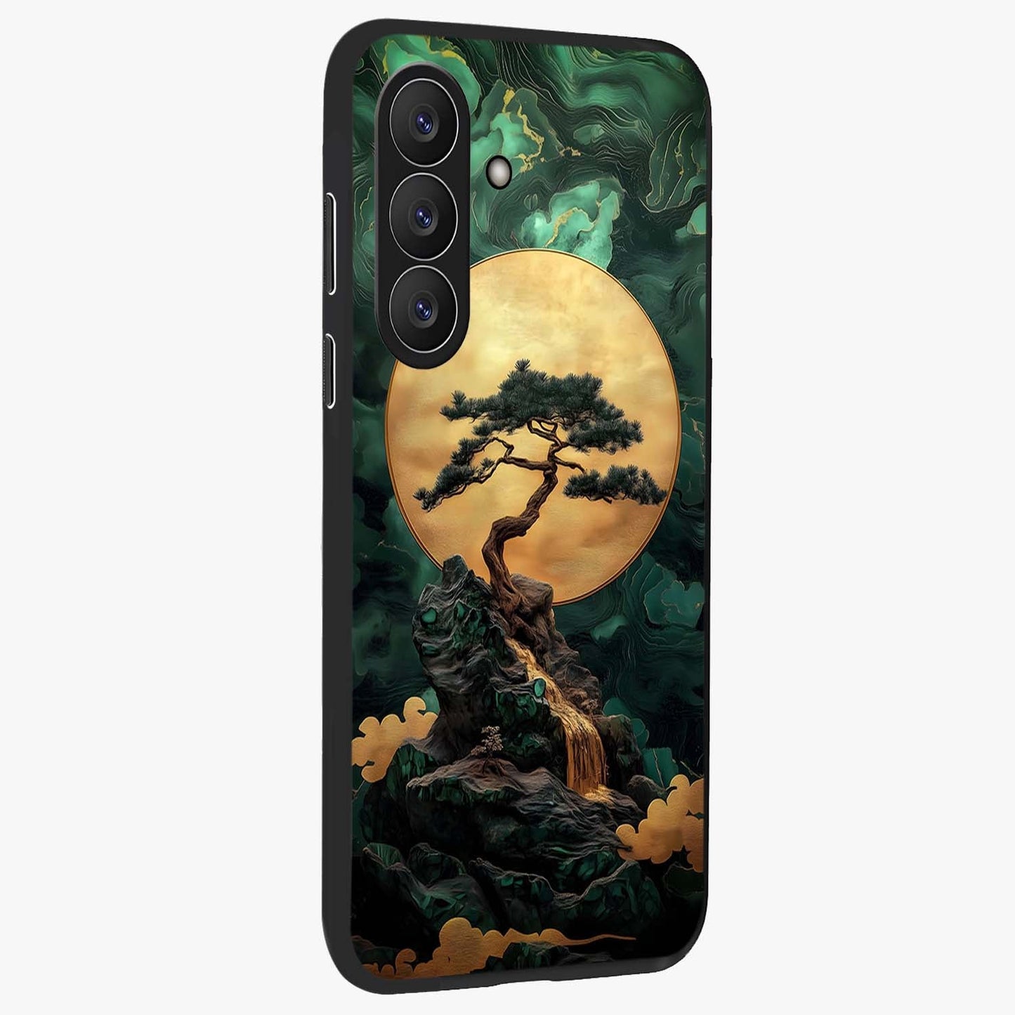 Zen Moon Rise Glass Case upright view showcasing serene moon artwork with tranquil night theme.