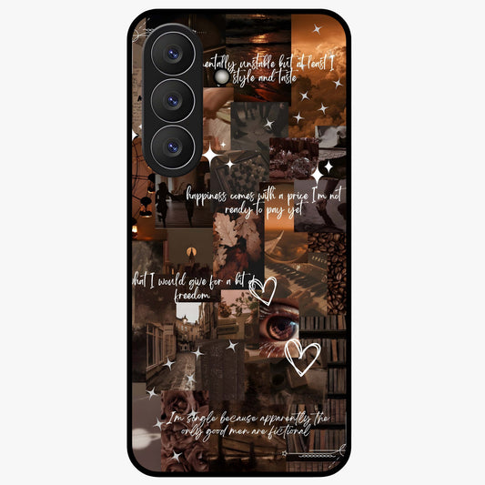 Bittersweet Aesthetic Chaos Glass Case showing flat back view with artistic chaotic aesthetic design and glossy glass finish.