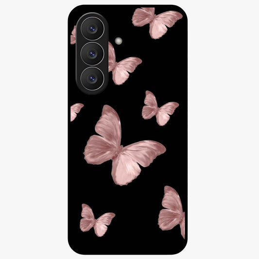 Butterfly Pattern Glass Case showing flat back view with elegant butterfly pattern artwork and glossy glass finish.