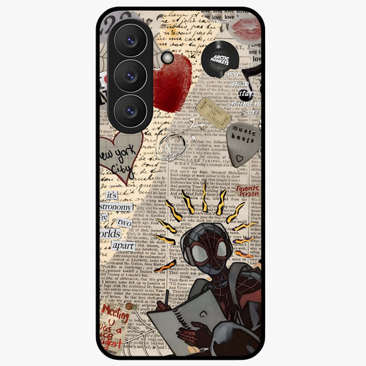 City Dream Sketch Glass Case showing flat back view with artistic city skyline sketch artwork and glossy glass finish.