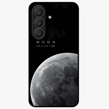 Cosmic Moon Glow Glass Case showing flat back view with glowing moon artwork and glossy glass finish.