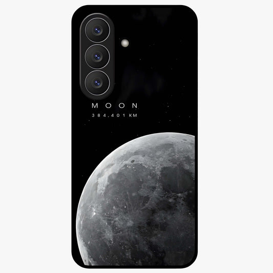 Cosmic Moon Glow Glass Case showing flat back view with glowing moon artwork and glossy glass finish.