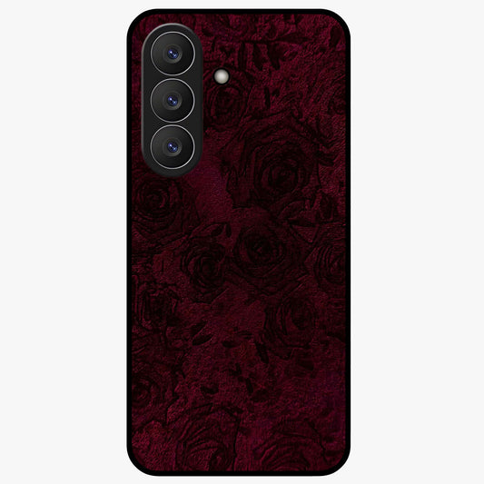 Crimson Fade Flow Glass Case showing flat back view with flowing crimson gradient artwork and glossy glass finish.