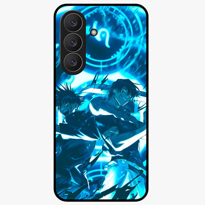 Cursed Energy Clash Glass Case showing flat back view with intense cursed energy artwork and glossy glass finish.