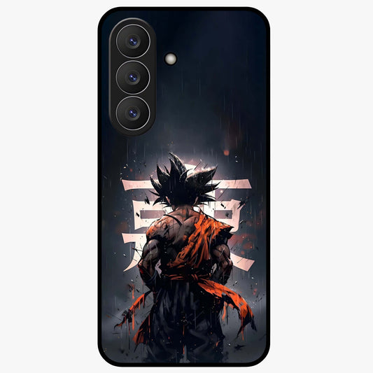 Dark Warrior In Rain Glass Case showing flat back view with warrior artwork in rainy atmosphere and glossy glass finish.