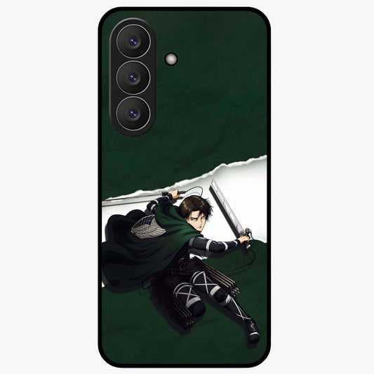 Emerald War Vanguard Glass Case showing flat back view with powerful warrior themed artwork and glossy glass finish.