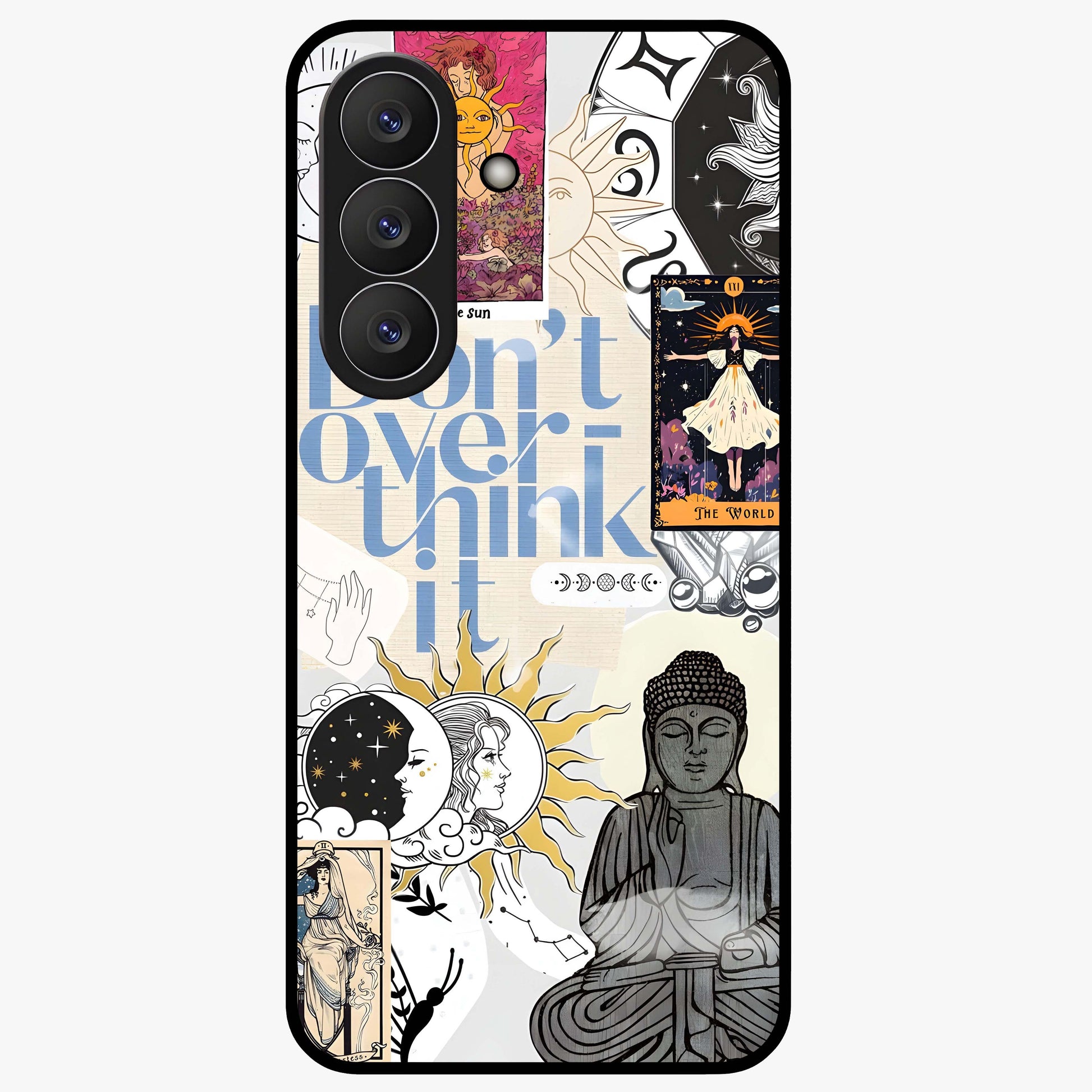 Ethereal Thoughts Glass Case showing flat back view with dreamy artistic artwork and glossy glass finish.