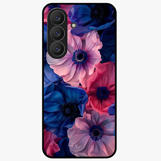 Flower Paper Art Pattern Glass Case showing flat back view with paper cut style floral artwork and glossy glass finish.