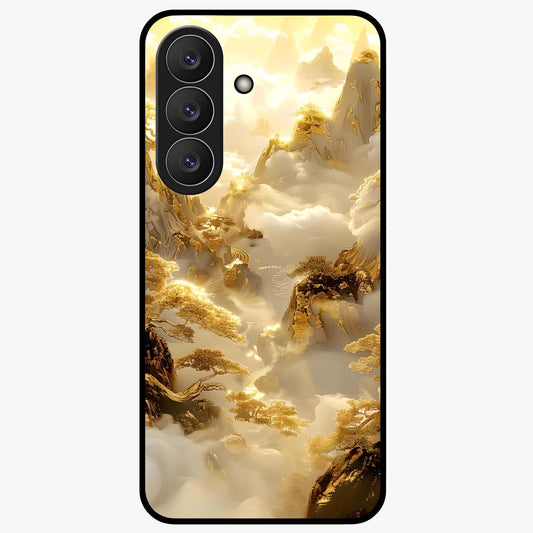 Gates Of Illumination Glass Case showing flat back view with mystical illuminated gate artwork and glossy glass finish.