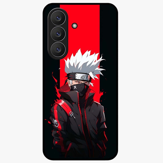 Kakashi Scarlet Shadow Glass Case showing flat back view with powerful anime ninja artwork and glossy glass finish.