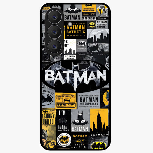 Knight Gotham Rise Glass Case showing flat back view with dark hero inspired artwork and glossy glass finish.