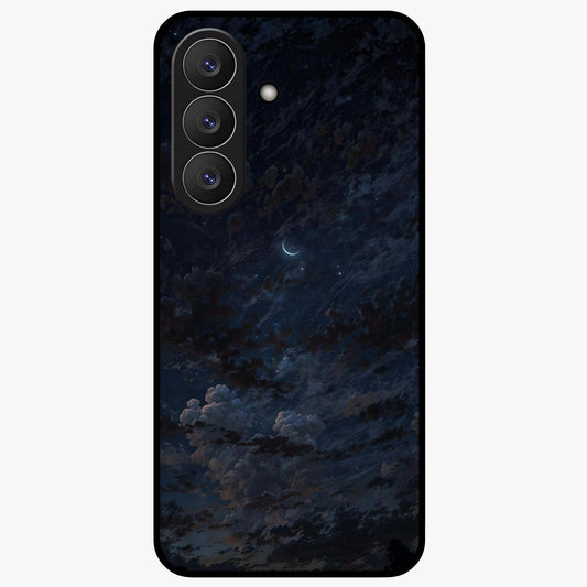 Lunar Veil Silence Glass Case showing flat back view with mystical moon veil artwork and glossy glass finish.