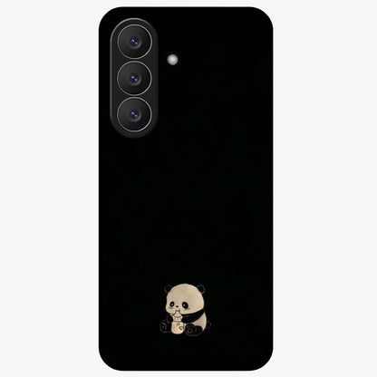Midnight Panda Love Glass Case showing flat back view with cute panda themed artwork and glossy glass finish.