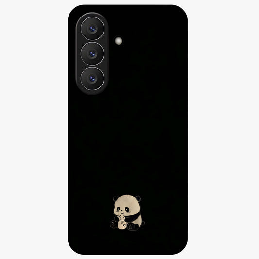 Midnight Panda Love Glass Case showing flat back view with cute panda themed artwork and glossy glass finish.