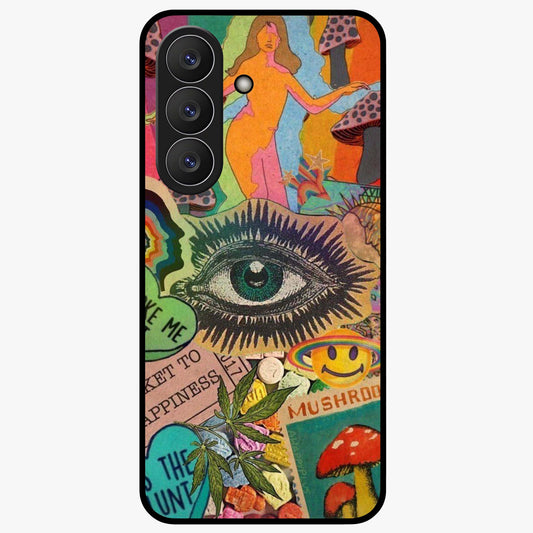 Mystic Eye Wonderland Glass Case showing flat back view with mystical eye themed artwork and glossy glass finish.
