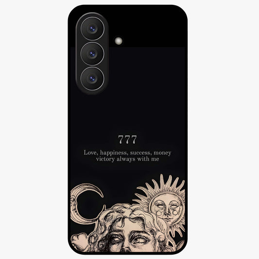 Mystic Victory Aura Glass Case showing flat back view with victory symbol artwork and glossy glass finish.